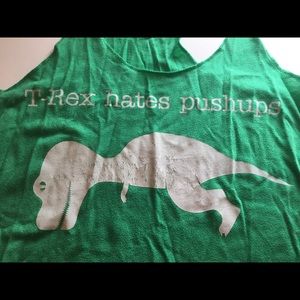 Green T-Rex hates pushups tank top